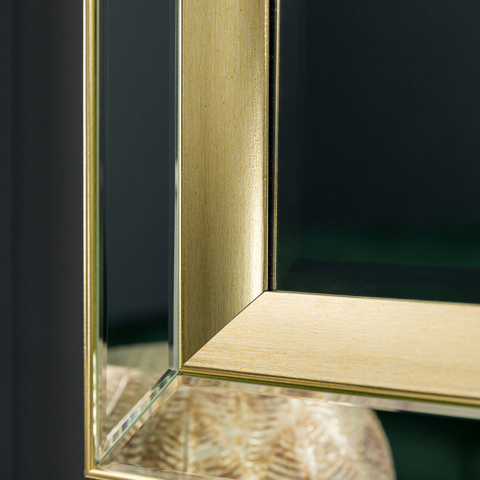 Nelson Lighting NL1409726 Brushed Gold Bevelled Medium Rectangle Mirror
