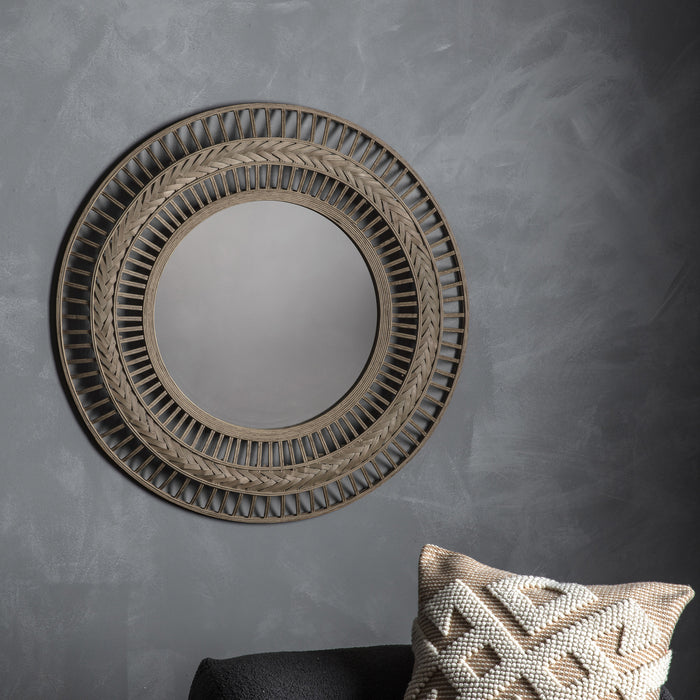 Nelson Lighting NL1409796 Grey Stained Bamboo Round Mirror