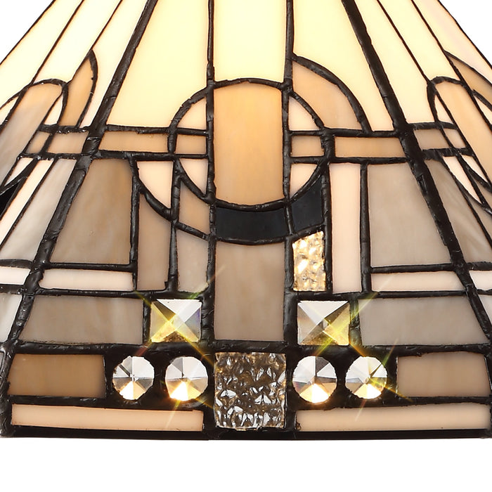 Nelson Lighting NLK00179 Azure 2 Light Semi Ceiling With Tiffany Shade 30cm Shade White/Grey/Black/Clear Crystal/Aged Antique Brass