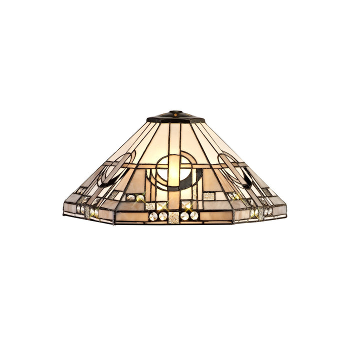 Nelson Lighting NLK00279 Azure 3 Light Semi Ceiling With Tiffany Shade 40cm Shade White/Grey/Black/Clear Crystal/Aged Antique Brass