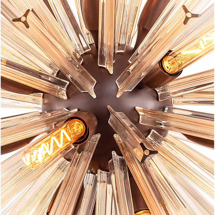 Nelson Lighting NL85209 Clover 16 Light Round Pendant Brown Oxide / Champagne Gold Glass