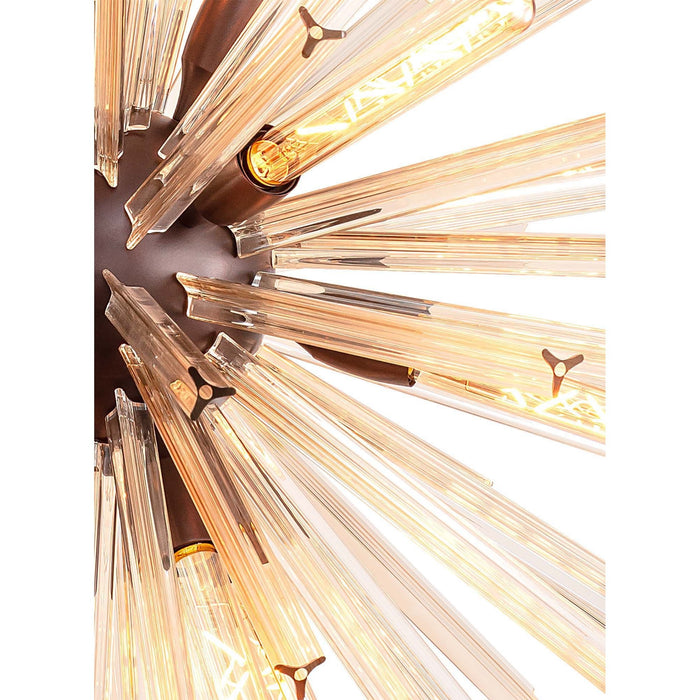Nelson Lighting NL85209 Clover 16 Light Round Pendant Brown Oxide / Champagne Gold Glass