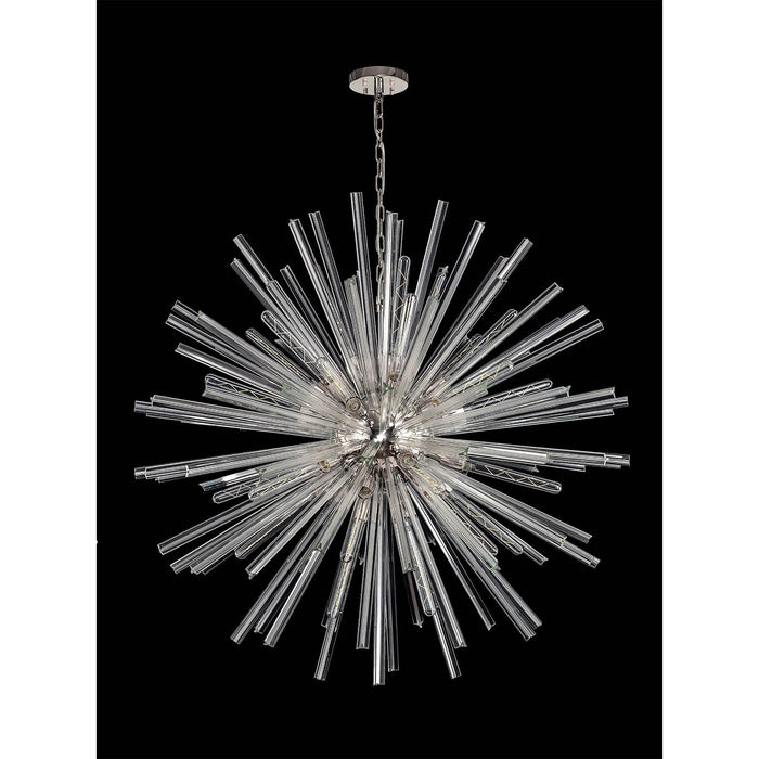 Nelson Lighting NL85219 Clover 32 Light Round Pendant Polished Nickel / Clear Glass