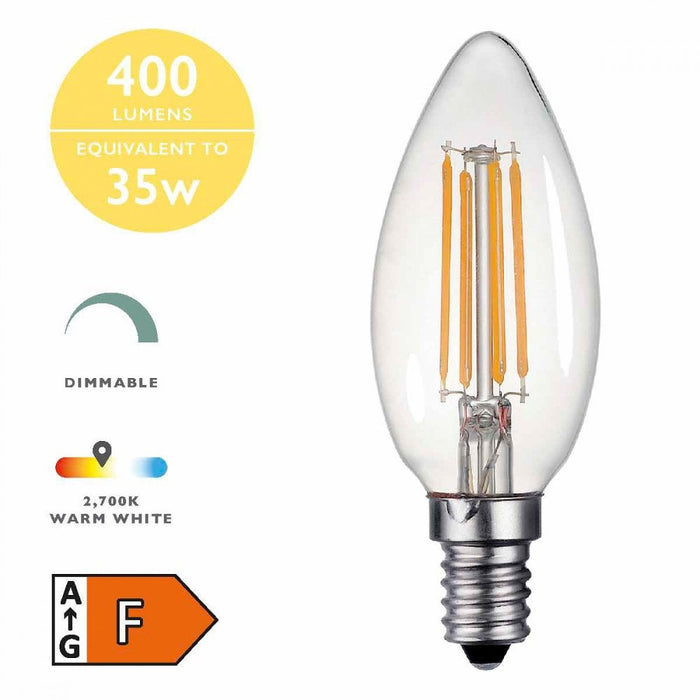 BUL-E14-LED-13-I E14 Candle 4w LED Single Bulb Warm White Dimmable