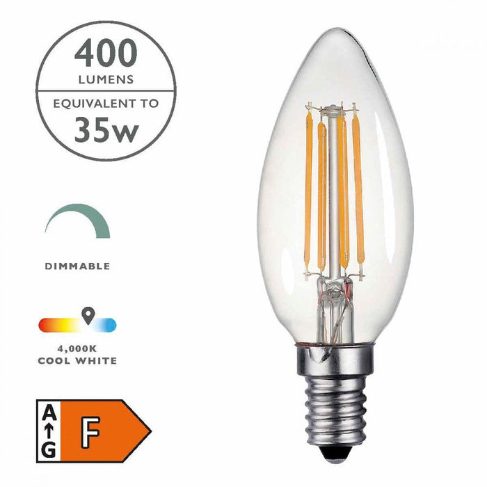 BUL-E14-LED-18-I E14 Candle 4w LED Single Bulb Cool White Dimmable