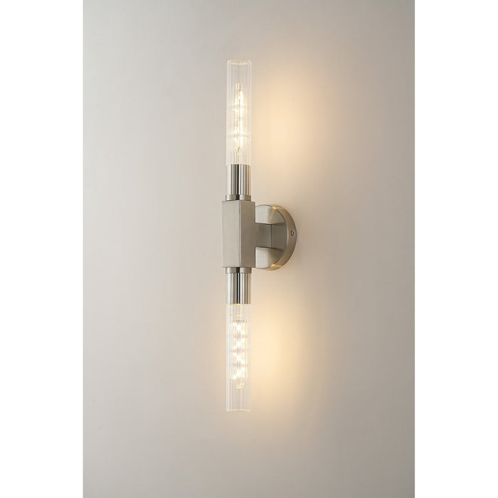 Nelson Lighting NL87039 Alissa 2 Light Bathroom Wall/Ceiling Light Satin Nickel