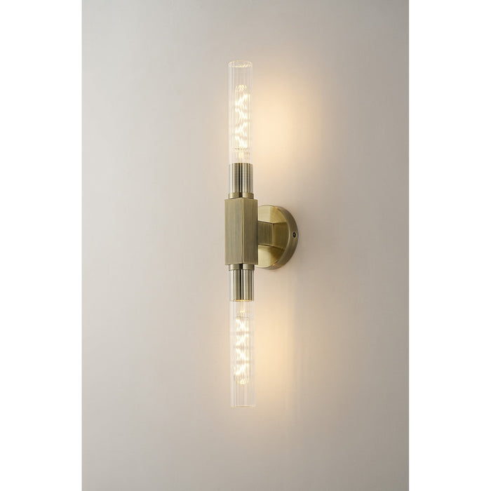 Nelson Lighting NL87069 Alissa 2 Light Bathroom Wall/Ceiling Light Antique Brass