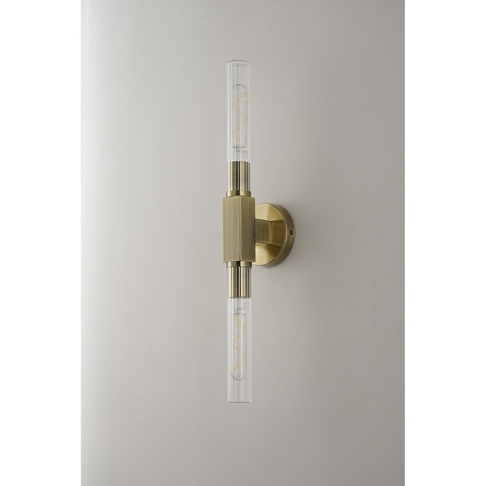 Nelson Lighting NL87069 Alissa 2 Light Bathroom Wall/Ceiling Light Antique Brass