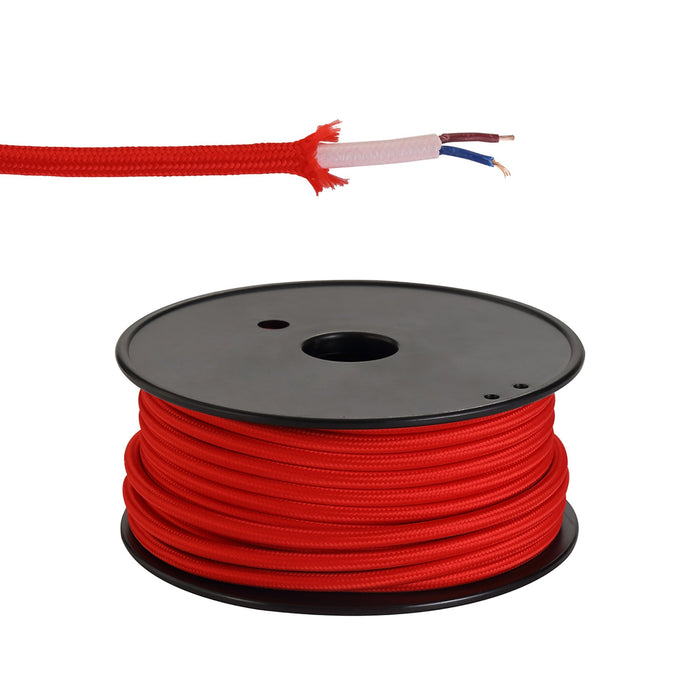 Nelson Lighting NL80779 Apollo 25m Roll Red Braided 2 Core 0.75mm Cable VDE Approved