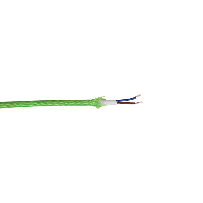 Nelson Lighting NL80799 Apollo 25m Roll Lime Green Braided 2 Core 0.75mm Cable VDE Approved