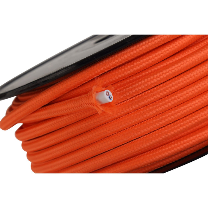 Nelson Lighting NL80819 Apollo 25m Roll Orange Braided 2 Core 0.75mm Cable VDE Approved