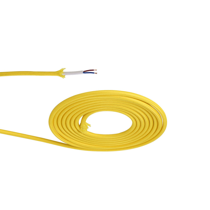 Nelson Lighting NL80829 Apollo 25m Roll Yellow Braided 2 Core 0.75mm Cable VDE Approved