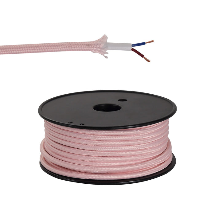 Nelson Lighting NL80839 Apollo 25m Roll Pink Braided 2 Core 0.75mm Cable VDE Approved