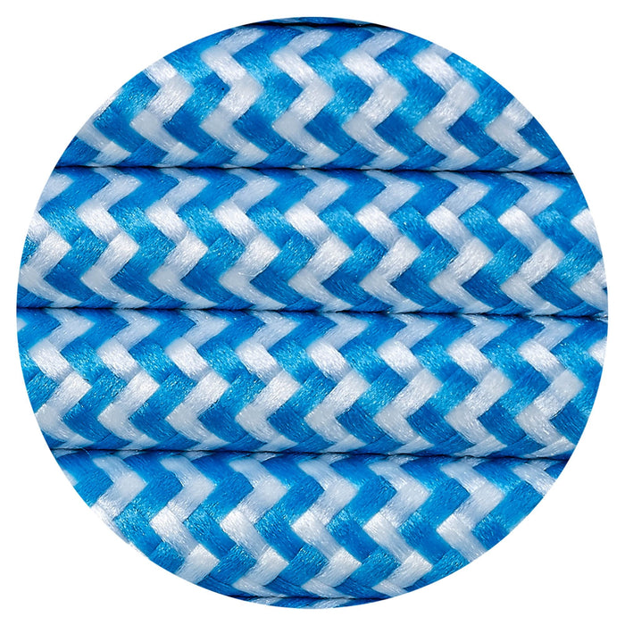 Nelson Lighting NL80899 Apollo 25m Roll Blue & White Wave Stripes Braided 2 Core 0.75mm Cable VDE Approved