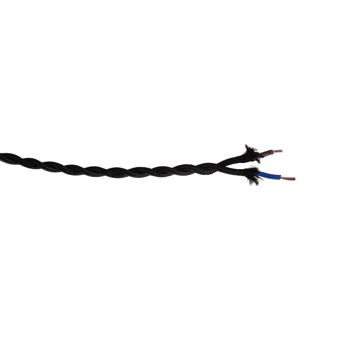 Nelson Lighting NL80909 Apollo 25m Roll Black Braided Twisted 2 Core 0.75mm Cable VDE Approved