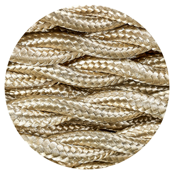 Nelson Lighting NL80969 Apollo 25m Roll Pale Gold Braided Twisted 2 Core 0.75mm Cable VDE Approved
