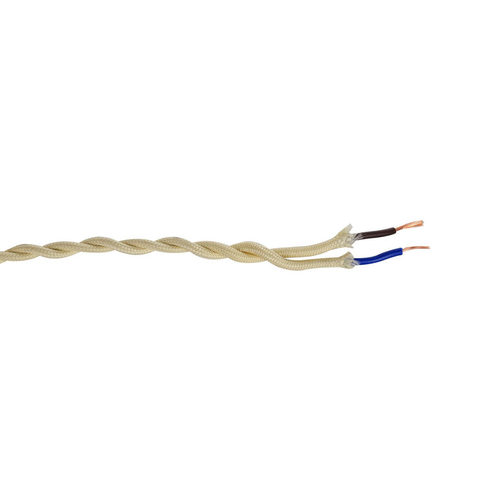 Nelson Lighting NL80979 Apollo 25m Roll Beige Braided Twisted 2 Core 0.75mm Cable VDE Approved