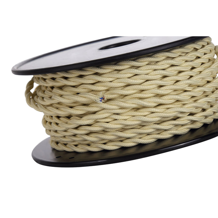Nelson Lighting NL80979 Apollo 25m Roll Beige Braided Twisted 2 Core 0.75mm Cable VDE Approved