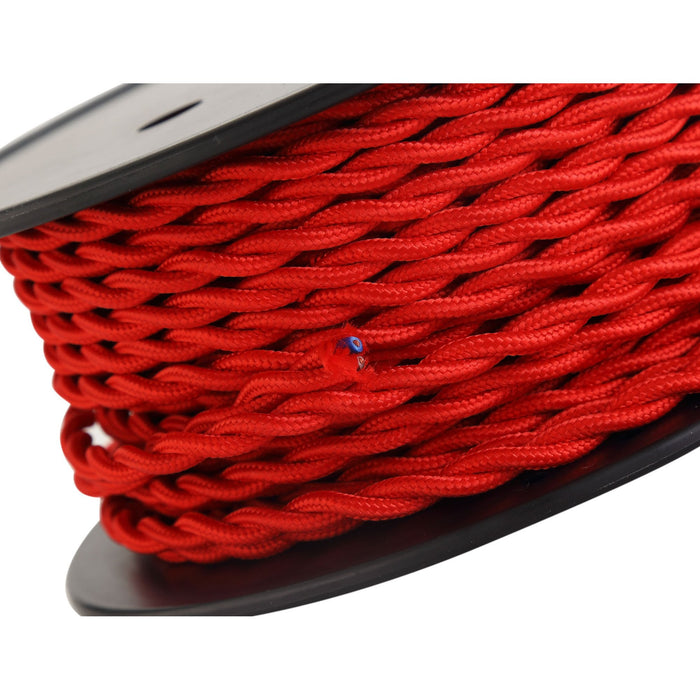 Nelson Lighting NL80999 Apollo 25m Roll Red Braided Twisted 2 Core 0.75mm Cable VDE Approved