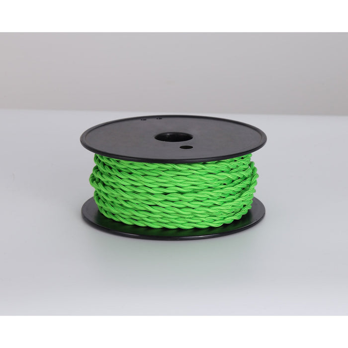 Nelson Lighting NL81019 Apollo 25m Roll Light Green Braided Twisted 2 Core 0.75mm Cable VDE Approved