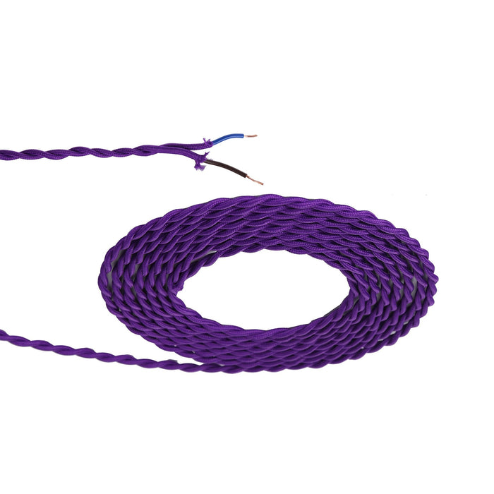 Nelson Lighting NL81029 Apollo 25m Roll Purple Braided Twisted 2 Core 0.75mm Cable VDE Approved