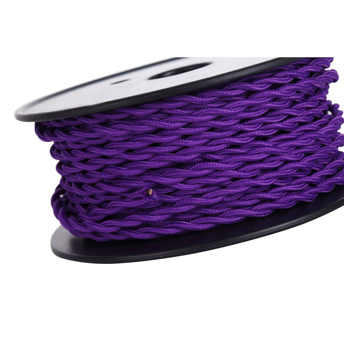 Nelson Lighting NL81029 Apollo 25m Roll Purple Braided Twisted 2 Core 0.75mm Cable VDE Approved