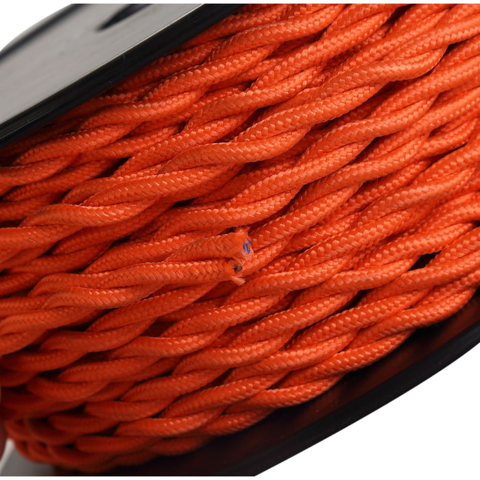 Nelson Lighting NL81039 Apollo 25m Roll Orange Braided Twisted 2 Core 0.75mm Cable VDE Approved