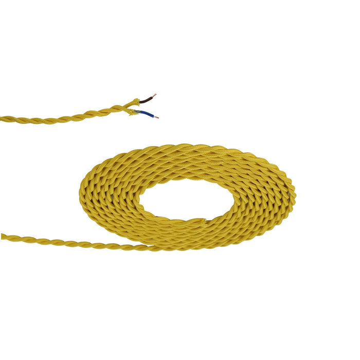 Nelson Lighting NL81049 Apollo 25m Roll Yellow Braided Twisted 2 Core 0.75mm Cable VDE Approved