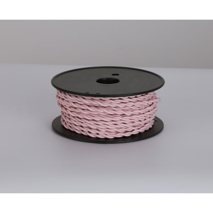 Nelson Lighting NL81059 Apollo 25m Roll Pink Braided Twisted 2 Core 0.75mm Cable VDE Approved