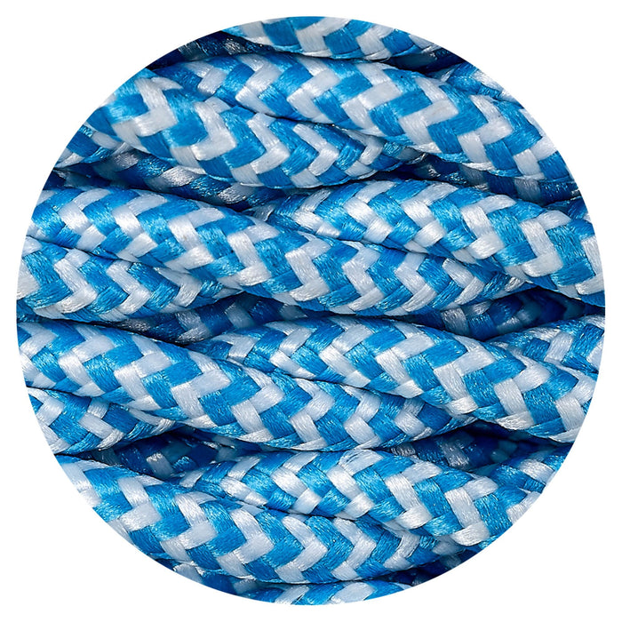 Nelson Lighting NL81109 Apollo 25m Roll Blue & White Wave Stripe Braided Twisted 2 Core 0.75mm Cable VDE Approved