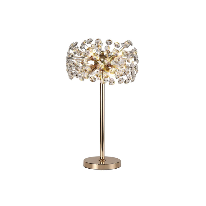 Nelson Lighting NL82099 Bulge 6 Light Table Lamp French Gold Crystal