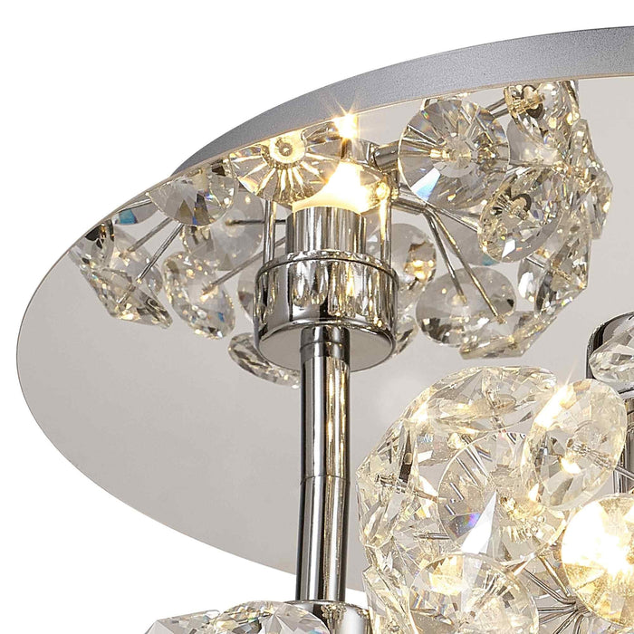 Nelson Lighting NLK05109 Bulge 3 Light Flush Ceiling Light Polished Chrome Crystal