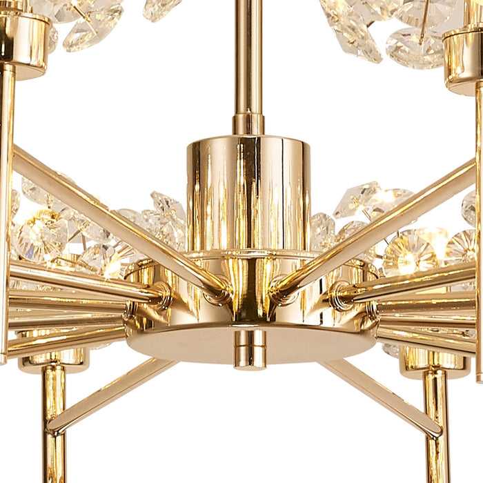 Nelson Lighting NLK09009 Bulge 12 Light Pendant/Ceiling Light French Gold Crystal