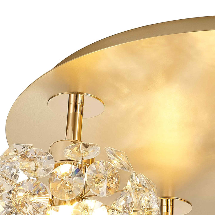Nelson Lighting NLK15419 Bulge 5 Light Flush Ceiling Light French Gold Crystal