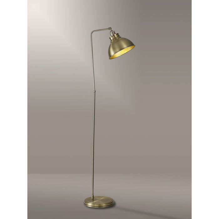 Nelson Lighting NL85429 Corfu 1 Light Floor Lamp Antique Brass Satin Nickel