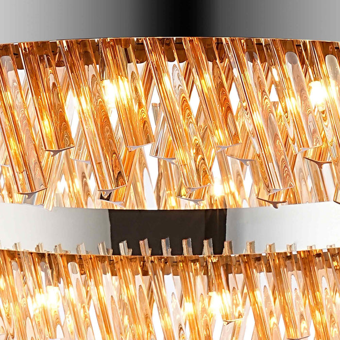 Nelson Lighting NL9504PN/AM9 Kaffer 32 Light Round Pendant Polished Nickel Amber