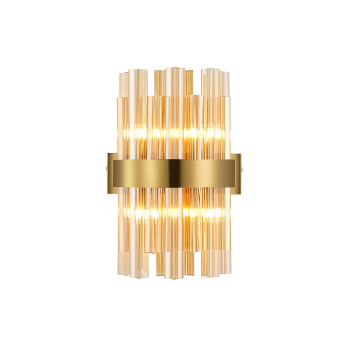 Nelson Lighting NL9510BR/AM9 Kaffer 4 Light Wall Light Brass Amber