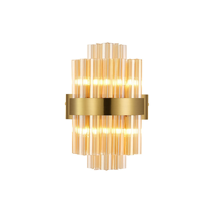 Nelson Lighting NL9510BR/AM9 Kaffer 4 Light Wall Light Brass Amber
