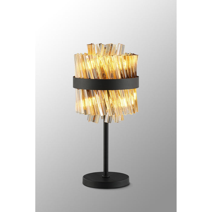 Nelson Lighting NL9512BL/AM9 Kaffer 6 Light Table Lamp Satin Black Amber