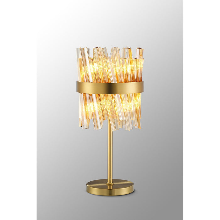 Nelson Lighting NL9512BR/AM9 Kaffer 6 Light Table Lamp Brass Amber