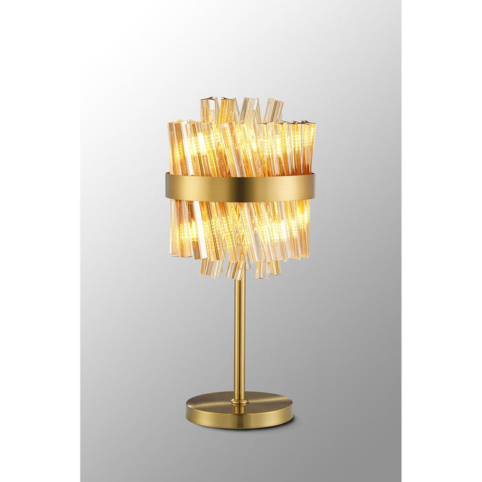 Nelson Lighting NL9512BR/AM9 Kaffer 6 Light Table Lamp Brass Amber