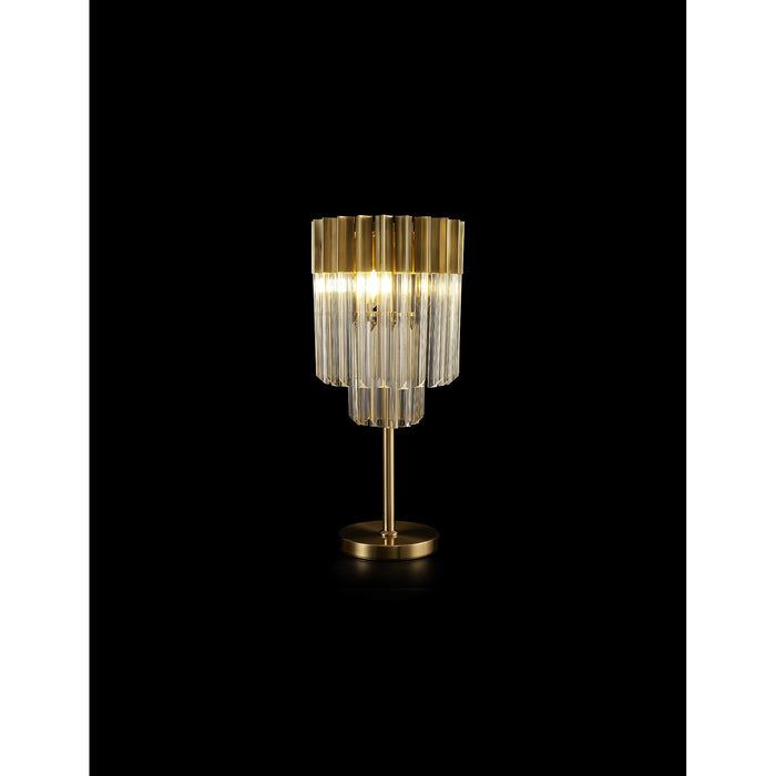 Nelson Lighting NL90059 Kobra 3 Light Table Lamp Brass Cognac