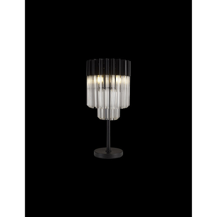 Nelson Lighting NL90079 Kobra 3 Light Table Lamp Matt Black Clear