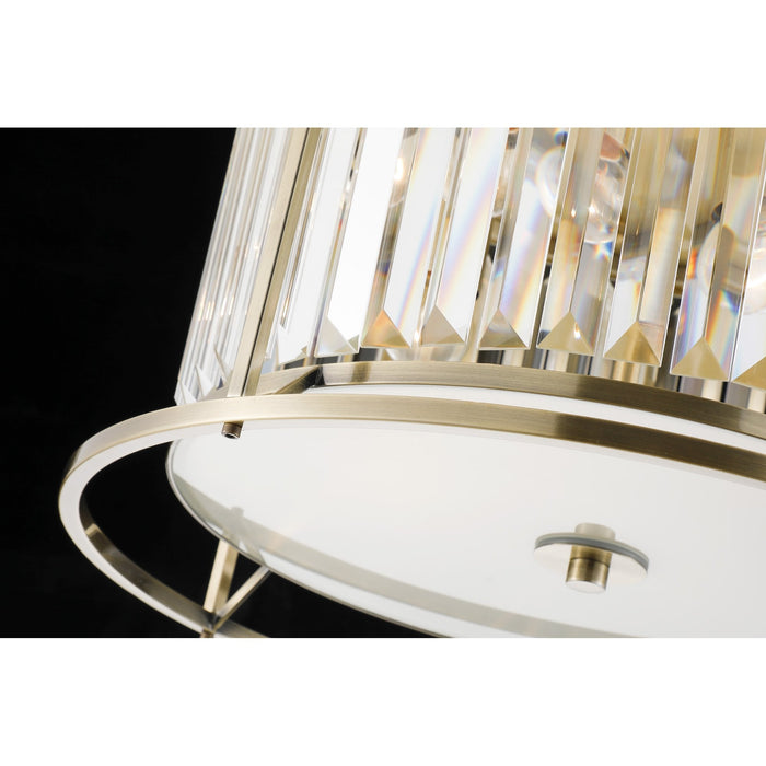 Nelson Lighting NL91339 Maccia 3 Light Flush Ceiling Light Antique Brass Clear