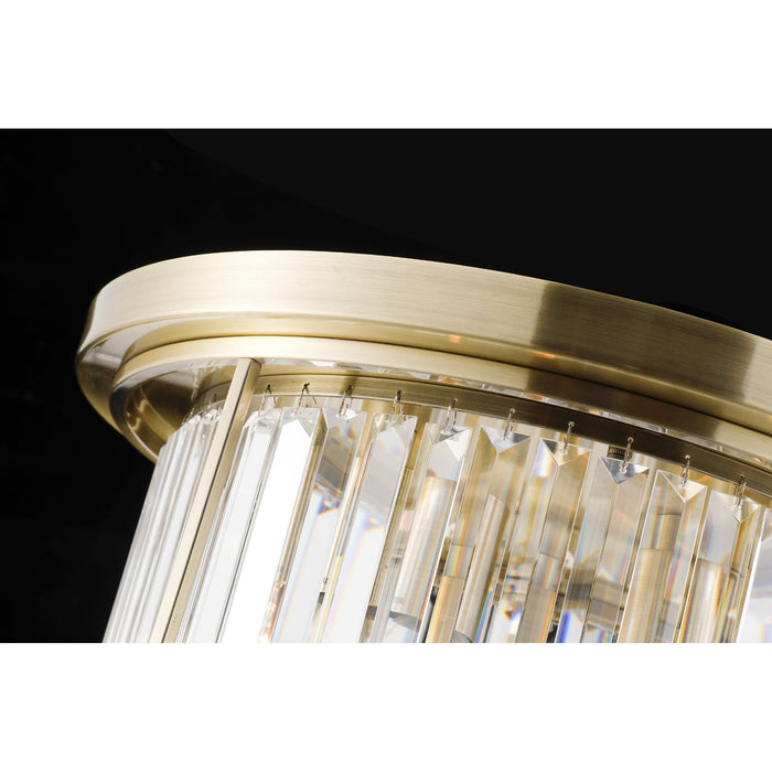 Nelson Lighting NL91339 Maccia 3 Light Flush Ceiling Light Antique Brass Clear