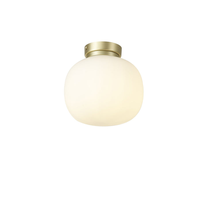 Nelson Lighting NL86509 Sabus 1 Light Flush Ceiling Light Satin Gold Frosted White