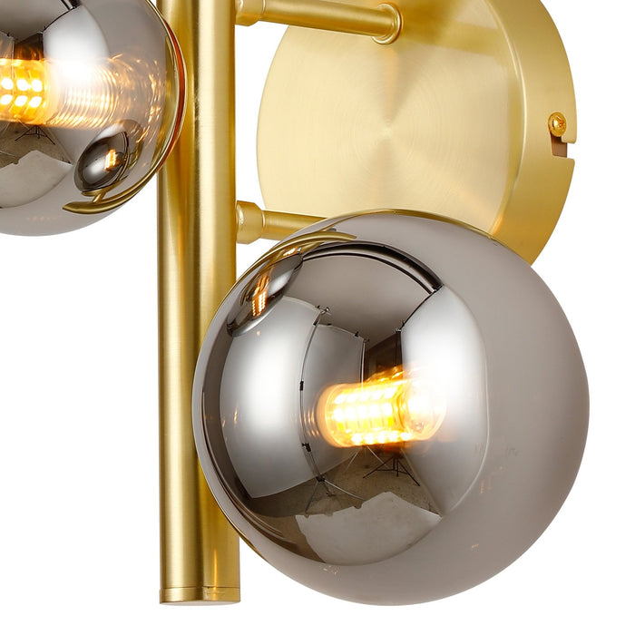 Nelson Lighting NL9324/CH9 Safady 3 Light Wall Light Satin Gold Chrome Plated