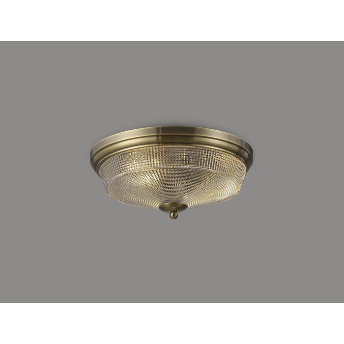Nelson Lighting NL86209 Sakkas 2 Light Flush Ceiling Light Antique Brass
