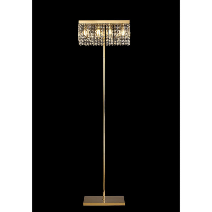 Nelson Lighting NL87719 Zian 4 Light Floor Lamp Gold Crystal