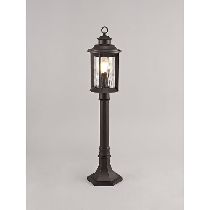 Nelson Lighting NL75589 Ellen Outdoor Post Lamp 1 Light Antique Bronze/Clear Ripple Glass